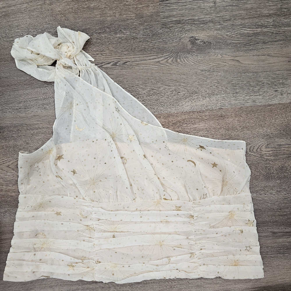 Torrid Chiffon Foil One Shoulder Crop Top size 3